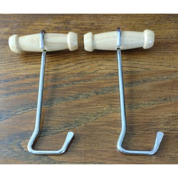 Vtg Pair Wood Handle Boot Hook Pulls Equestrian Riding Set of 2 - Picture 2 of 6